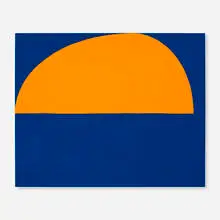 Suzan Frecon, Orange and Elusive Bluebird Blue Illumination Trial, 2020, oil on wood panel