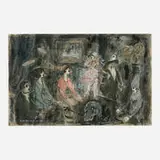 Ed Plunkett, Mme. Blavatsky in 1924, 1960, ink and gouache on paper with netting