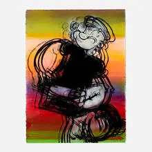 Popeye (Unique) by Thierry Guetta, 2020, screenprint in colors with hand-painting, sold Oct 2023