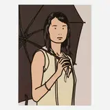 Julian Opie, Hijri with Umbrella (from the Twenty Six Portraits suite), 2005, offset lithograph in colors