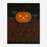 Charley Harper, Untitled (Jack-O-Lantern and Raccoons), c. 1984, acrylic on canvas