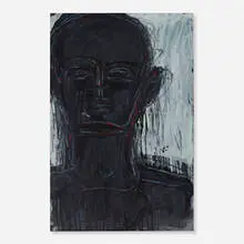 Lester Johnson, Head, 1964, oil on board