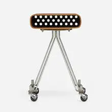 IBM dictating machine stand by Eliot Noyes and Associates, c. 1960, walnut plywood, lacquered Masonite, chrome-plated steel, aluminum, rubber, sold Aug 2023