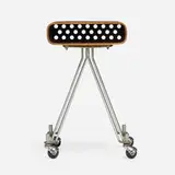 Eliot Noyes and Associates, IBM dictating machine stand, c. 1960, walnut plywood, lacquered Masonite, chrome-plated steel, aluminum, rubber