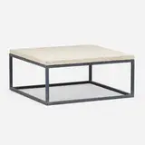 Modern, Patio coffee table, c. 1975, enameled brass, travertine