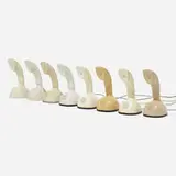 Collection of eight Erocofon phones by Gosta Thames, Ralph Lysell, and Hugo Blomberg, 1954, plastic, sold Aug 2023
