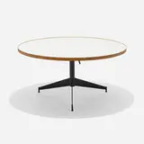 attribution Paul McCobb, Rare adjustable table, c. 1955, laminate, birch, enameled steel