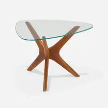 attribution Adrian Pearsall, Occasional table, c. 1965, walnut, glass