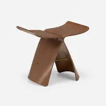 Butterfly stool by Sori Yanagi, palisander, brass, sold Aug 2023