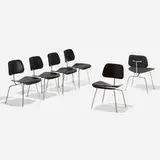 DCMs, set of six by Charles and Ray Eames, lacquered plywood, chrome-plated steel, rubber, plastic, sold Aug 2023