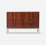 Florence Knoll, Executive Office cabinet, Vermont Verde marble, ash, chrome-plated steel
