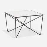 attribution Luther Conover, Coffee table, c. 1955, enameled steel, milk glass