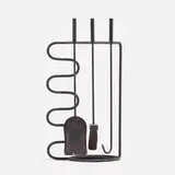 Modern, Fireplace tool set, c. 1960, enameled steel