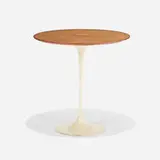 Eero Saarinen, Tulip occasional table, model 163W, walnut, enameled aluminum
