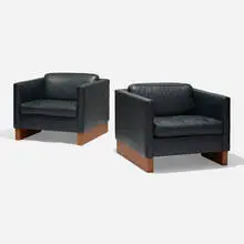 Lounge chairs by Ludwig Mies van der Rohe, leather, oak, sold Aug 2023