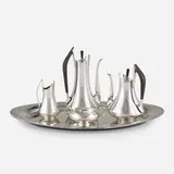 Donald Colflesh, Circa 70 coffee and tea service, 1958, sterling silver, ebony