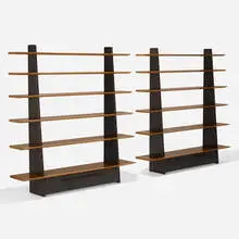 Edward Wormley, Bookcases model 5264, pair, c. 1949, walnut, mahogany