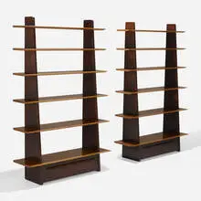 Edward Wormley, Bookcases model 5264, pair, c. 1949, walnut, mahogany