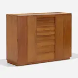 Edward Wormley, Vanity cabinet, c. 1955, mahogany, mirrored glass, glass, velvet