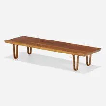 Long John bench, model 4699 by Edward Wormley, walnut, beech, sold Aug 2023
