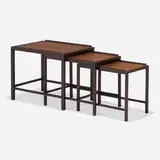 Edward Wormley, Nesting tables model 5745, set of three, 1956, walnut, mahogany