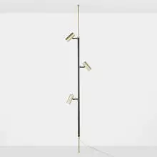attribution Gerald Thurston, Tension lamp, c. 1960, brass plated metal, enameled steel, aluminum, vinyl, plastic