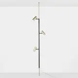 attribution Gerald Thurston, Tension lamp, c. 1960, brass plated metal, enameled steel, aluminum, vinyl, plastic