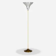 attribution Kurt Versen, Floor lamp, c. 1940, aluminum, brass, enameled brass