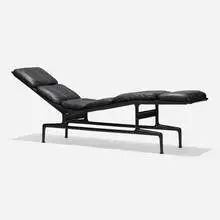 Billy Wilder chaise, model ES106 by Charles and Ray Eames, 1968, enameled aluminum, leather, plastic, sold Aug 2023