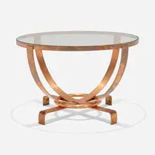 Donald Deskey, Coffee table, c. 1930, copper-plated steel, glass