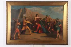 P. A. Datti, Christ with Cross, Oil on canvas in "as is" condition