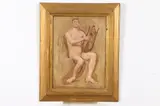 John Ramsey Conner, Classical Figure with Ancient Harp, Oil on panel
