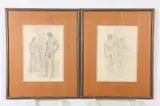 John B. Lear, TWO MALE NUDES and A MALE AND FEMALE NUDE: TWO WORKS, one signed lower left, Pencil
