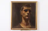 Robert R. Bliss, Portrait of Young Man in Shadow, Oil on canvas