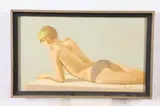 Robert R. Bliss, Boy on Pier in Bathing Suit, Oil on board