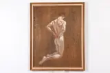 Robert R. Bliss, MALE NUDE KNEELING, identified gallery label verso, Oil on panel