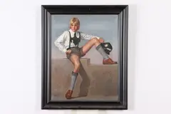 P. Richard Eichman, Boy in Shorts, Oil on canvas