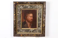 P. Richard Eichman, PORTRAIT OF BEARDED MAN IN PROFILE, identified label verso, Oil on board