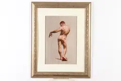 Robert Liberace, Standing Male Nude, Oil on paper