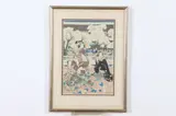 Japanese School, Geisha, Color woodcut print on paper