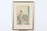 Toyohara Kunichika, Geisha, Color woodcut print on paper, signed and