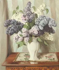 Felix Loesch, Still Life with Lilacs, Oil on canvas