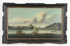 Chinese Export School, Bocca Tigris, NEAR PORT OF CANTON, oil on canvas