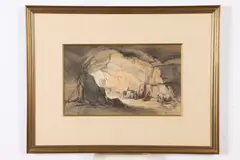 Auguste Delacroix, Cave at Chateau-Valencay, Watercolor