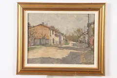 Jacques Claude Hanriot, French Village Scene, Oil on board