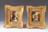 Landscape with Castle: Pair by Italian School, LANDSCAPE WITH CASTLE: PAIR, oil on copper., sold Feb 2018