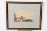 Italian School, Port Scene with Mount Vesuvius in Distance, PORT SCENE WITH MOUNT VESUVIUS IN DISTANCE, watercolor