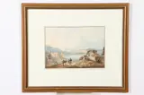 Achille Vianelli, City View with Ruins, Hand colored print