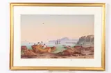 Gabriele Carelli, Picnic on Rocky Shore, Watercolor