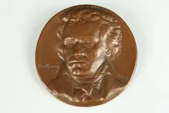Jeno Jusko, Untitled, BUST OF LUDWIG BEETHOVEN, bronze medallion - Oval: 7 in